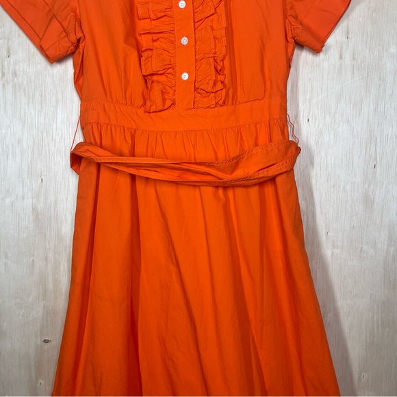 J Crew Ruffle Bow Tie Frills High Neck Midi A Line Silhouette Dress 6P - Picture 4 of 10